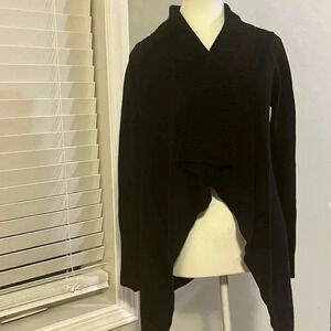 [S]Vintage Talula Babaton Linen/ Silk Blend Knit Black  Open Shawl Cardigan-NWOT